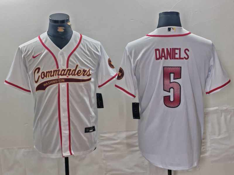 Men Washington Commanders #5 Daniels White Joint Name 2024 Nike Limited NFL Jersey style 1->washington commanders->NFL Jersey